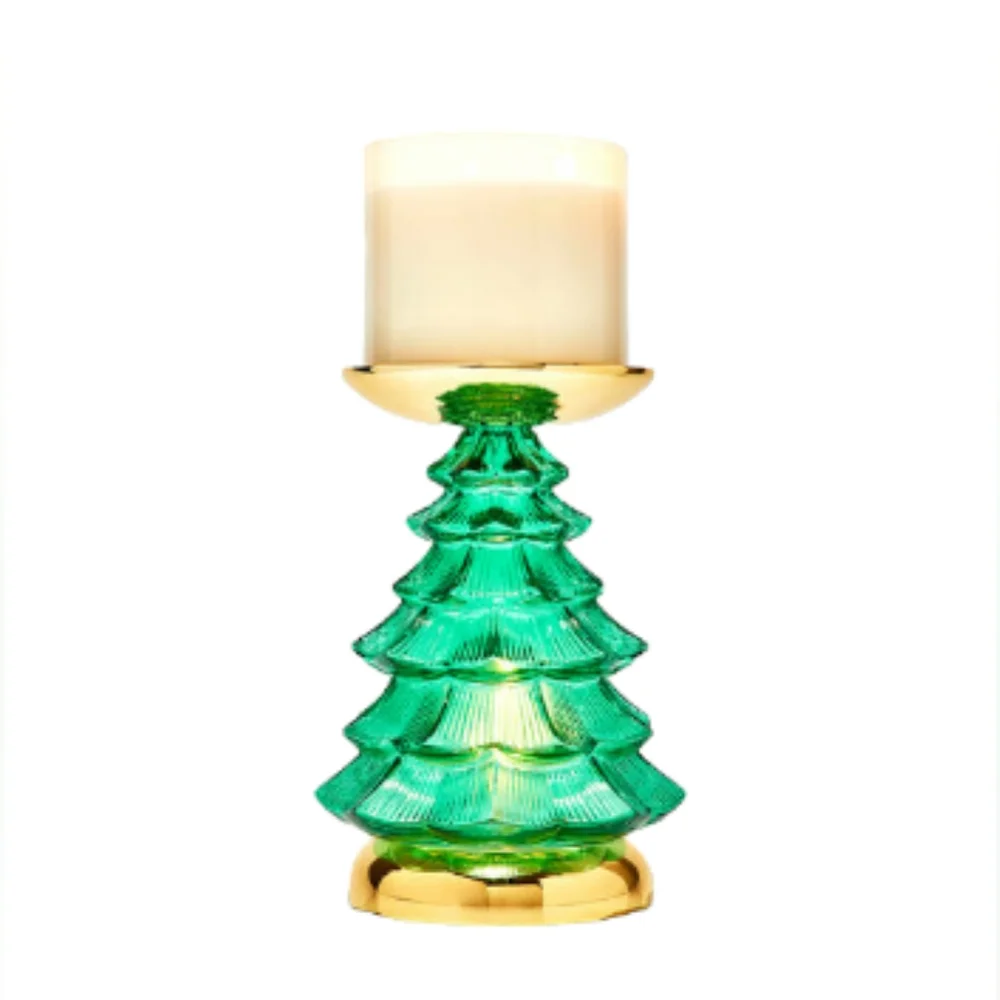 Bath and Body Works Light Up Illuminated Christmas Tree 3 Wick Candle Holder - Picture 1 of 5